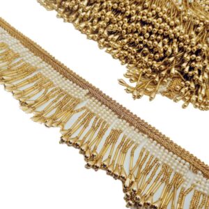 عکس ریسه مرواریدی سفید طلایی